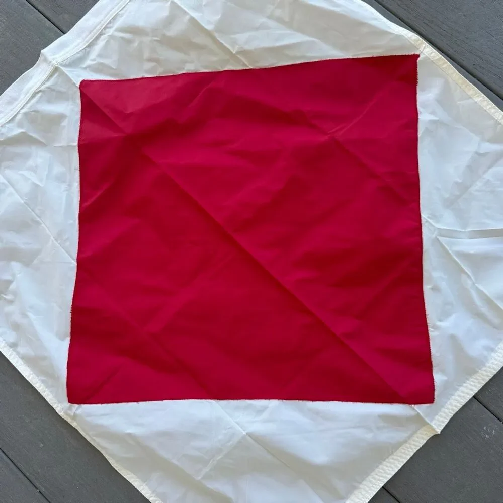 Vintage Authentic Nautical Signal Flag - Letter F Foxtrot - White and Red Diamon